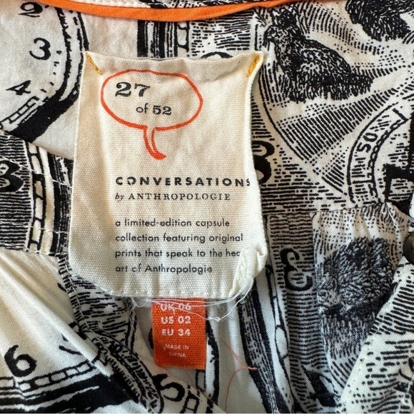 Conversations Anthropologie 2 Colloquial Clock Button Top Blouse 27 of 52 - Picture 7 of 8
